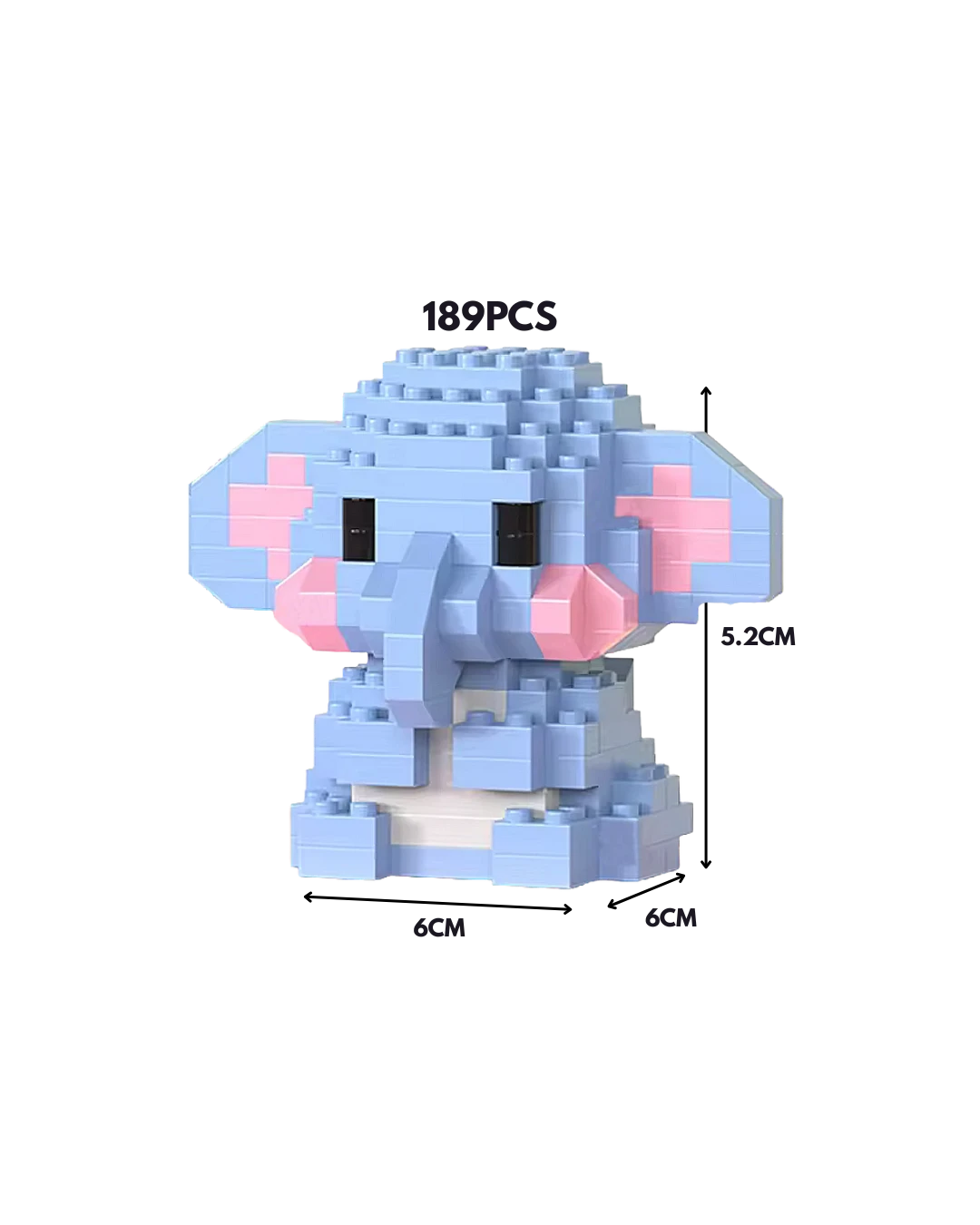 Elephant Mini Block Figurine – Animal Building Bricks Collectible