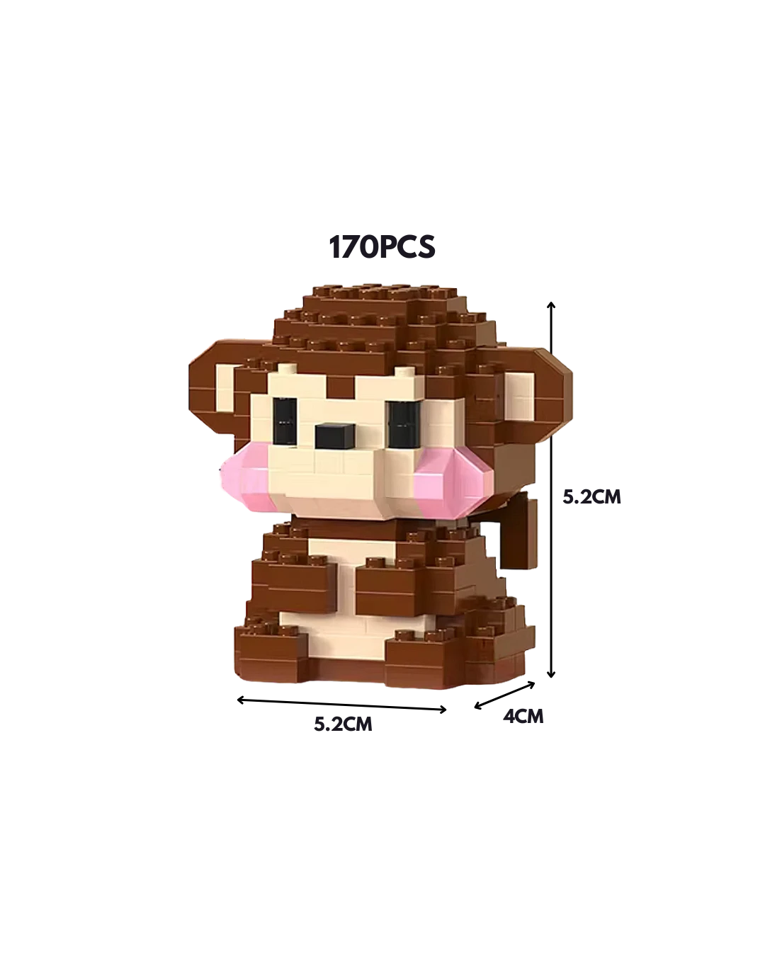 Monkey Mini Block Figurine – Animal Building Bricks Collectible