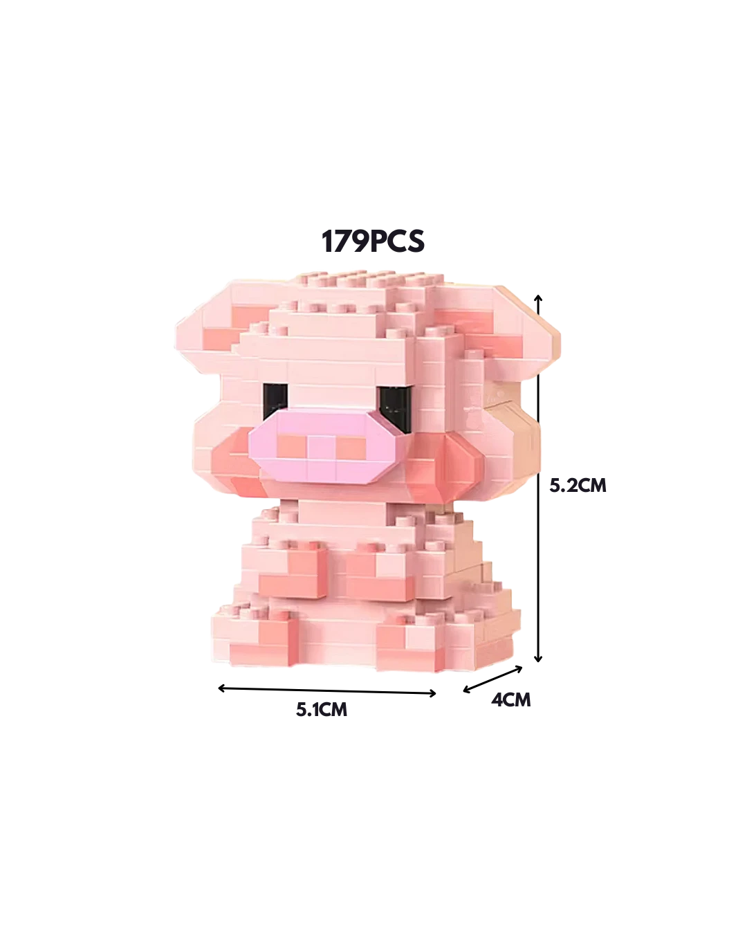 Pig Mini Block Figurine – Animal Building Bricks Collectible