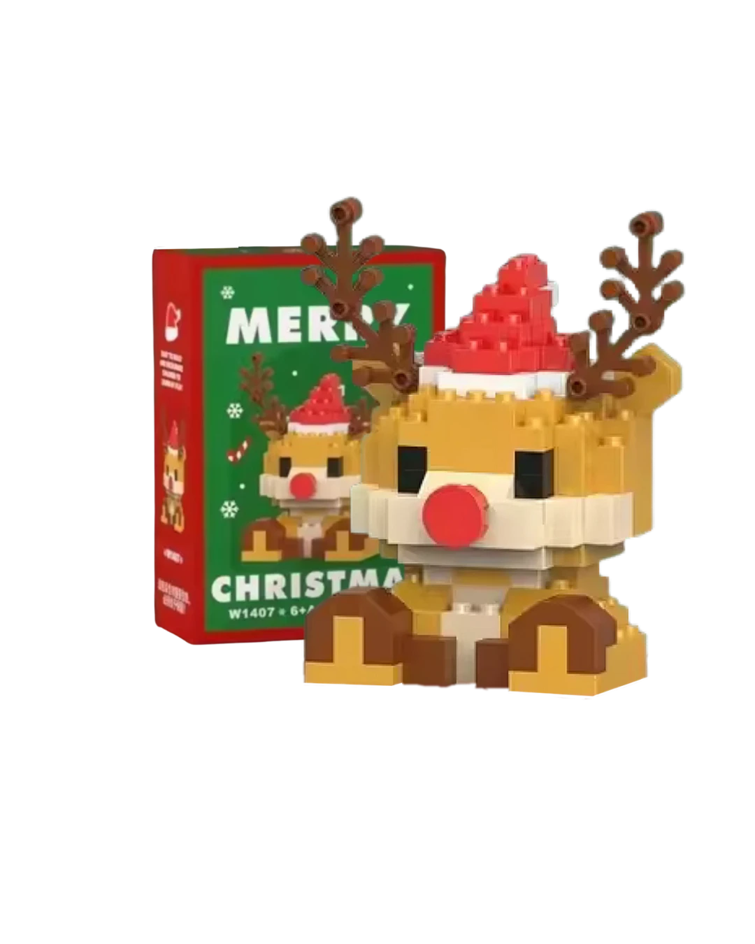 Reindeer Mini Block Figurine – Holiday Building Bricks Collectible
